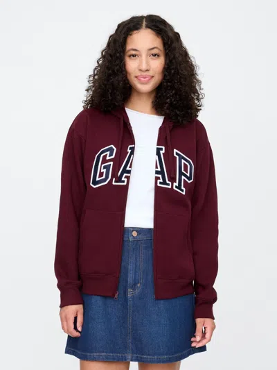 Gap Factory Relaxed Gap Logo Zip Hoodie In Brown