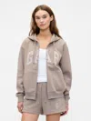 Gap Factory Relaxed Gap Logo Zip Hoodie In Brown