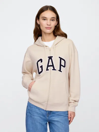 Gap Factory Relaxed Gap Logo Zip Hoodie In Neutral