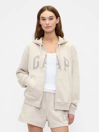 Gap Factory Relaxed Gap Logo Zip Hoodie In Neutral