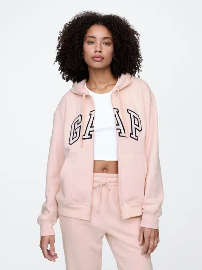 Gap Factory Relaxed Gap Logo Zip Hoodie In Pink