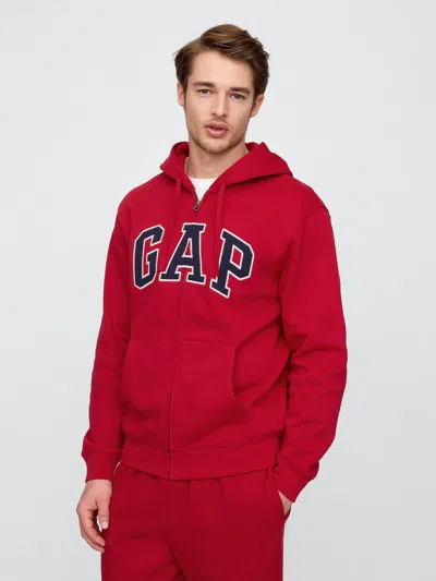 Gap Factory Relaxed Gap Logo Zip Hoodie In Red