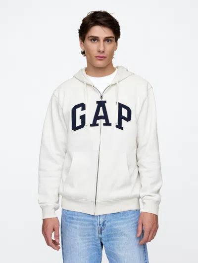Gap Factory Relaxed Gap Logo Zip Hoodie In White