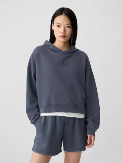 Gap Factory Relaxed Gap Mini-logo Cropped Hoodie In Blue