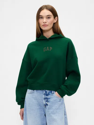 Gap Factory Relaxed Gap Mini-logo Cropped Hoodie In Green