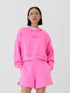 Gap Factory Relaxed Gap Mini-logo Cropped Hoodie In Pink