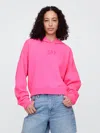 Gap Factory Relaxed Gap Mini-logo Cropped Hoodie In Pink