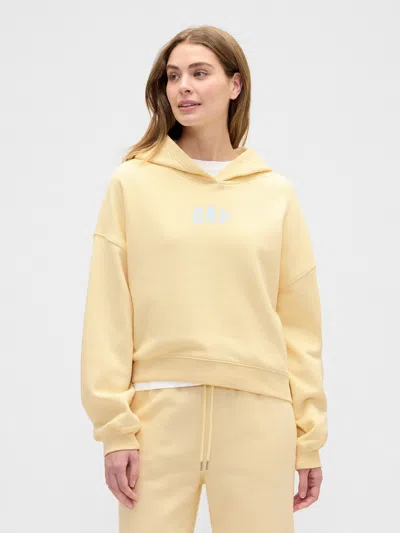 Gap Factory Relaxed Gap Mini-logo Cropped Hoodie In Yellow