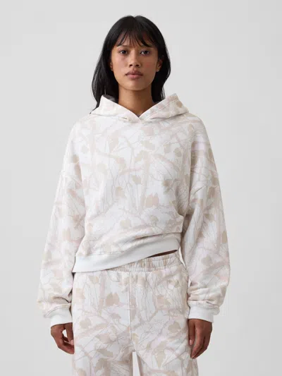 Gap Factory Relaxed Gap Mini-logo Cropped Hoodie In Neutral Camo