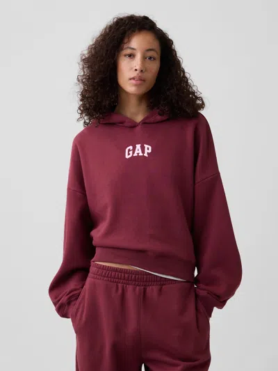 Gap Factory Relaxed Gap Mini-logo Cropped Hoodie In Plum Heather Purple