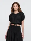 Gap Factory Relaxed Gauze Tie-hem Top In Black