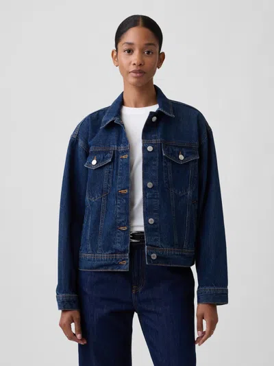 Gap Factory Relaxed Icon Denim Jacket In Dark Wash
