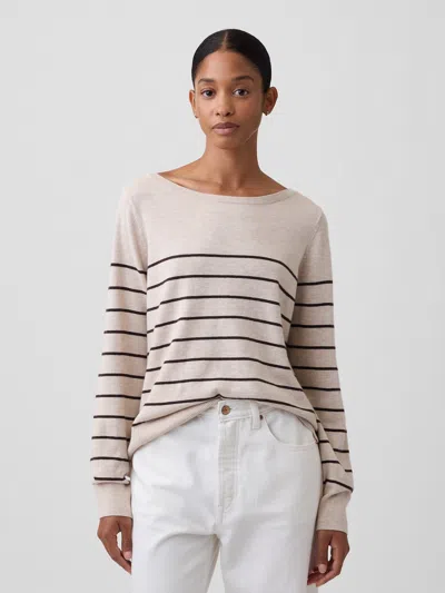 Gap Factory Relaxed Jersey Boatneck Sweater In Oatmeal Stripe