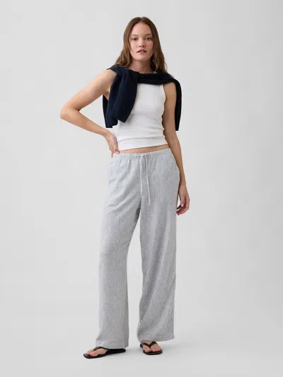 Gap Factory Relaxed Linen-blend Wide-leg Pants In Gray