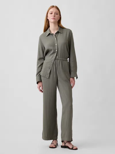 Gap Factory Relaxed Linen-blend Wide-leg Pants In Gray