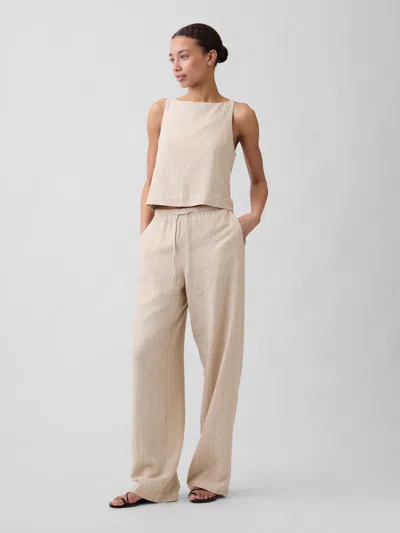 Gap Factory Relaxed Linen-blend Wide-leg Pants In Neutral