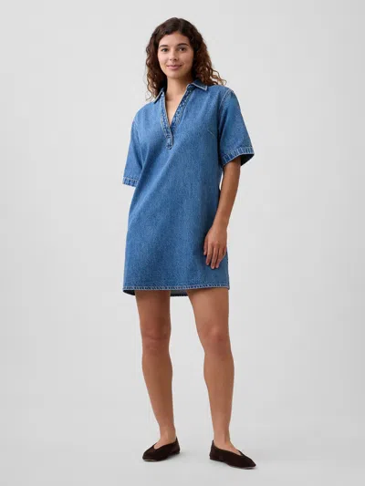 Gap Factory Relaxed Mini Denim Shirtdress In Blue