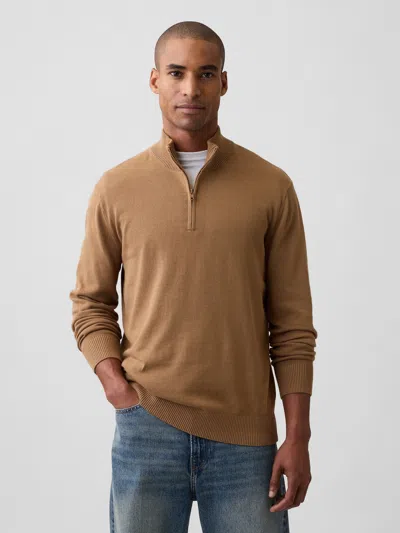 Gap Factory Relaxed Mockneck Quarter-zip Sweater In Animal Print