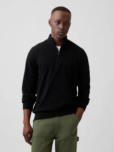 Gap Factory Relaxed Mockneck Quarter-zip Sweater In Black