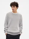 Gap Factory Relaxed Plaited Crewneck Sweater In Gray