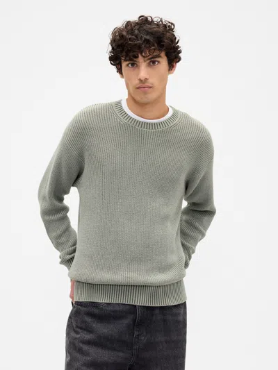 Gap Factory Relaxed Plaited Crewneck Sweater In Gray