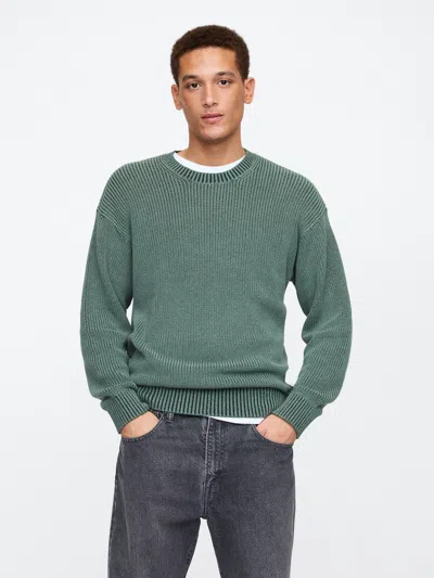 Gap Factory Relaxed Plaited Crewneck Sweater In Green