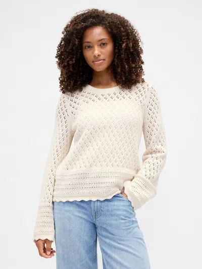 Gap Factory Relaxed Pointelle Balloon-sleeve Sweater In Multi