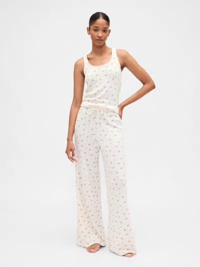 Gap Factory Relaxed Pointelle Wide-leg Pj Pants In White
