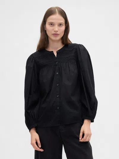 Gap Factory Relaxed Puff Sleeve Lace Top In Black