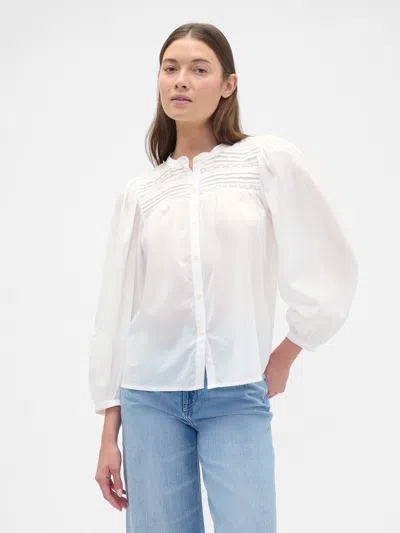 Gap Factory Relaxed Puff Sleeve Lace Top In White