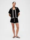 Gap Factory Relaxed Pull-on Open-stitch Sweater Shorts In Black