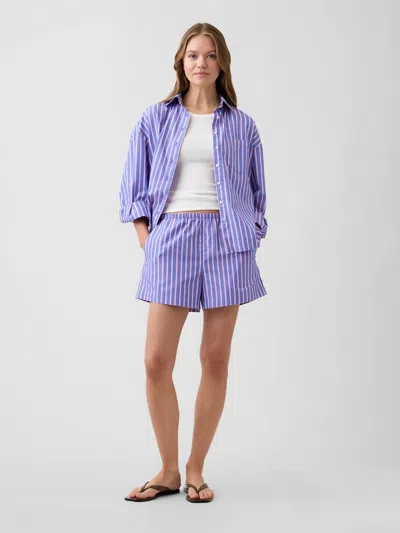Gap Factory Relaxed Pull-on Poplin Shorts In Blue