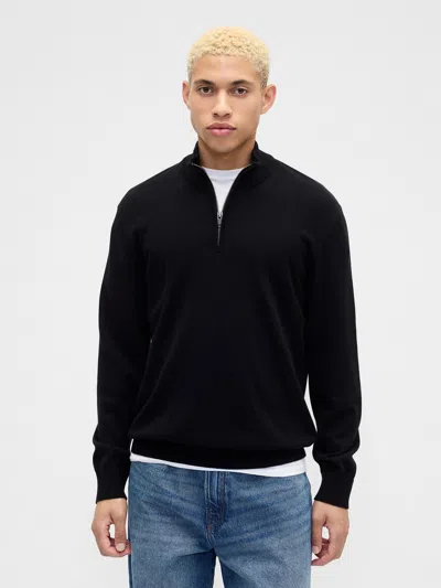 Gap Factory Relaxed Quarter-zip Mockneck Sweater In Black