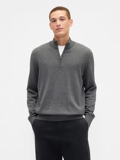 Gap Factory Relaxed Quarter-zip Mockneck Sweater In Gray