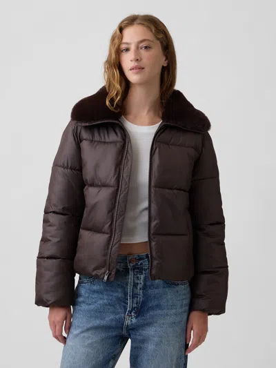Gap Factory Relaxed Quilted Puffer Jacket In Brown