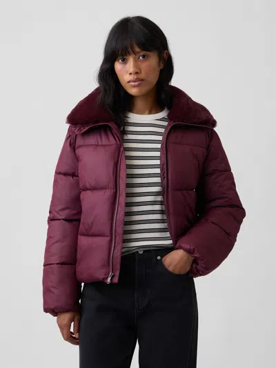 Gap Factory Relaxed Quilted Puffer Jacket In Burgundy