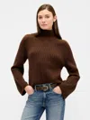 Gap Factory Relaxed Ribbed Mockneck Sweater In Brown