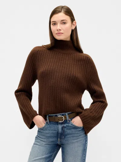 Gap Factory Relaxed Ribbed Mockneck Sweater In Brown