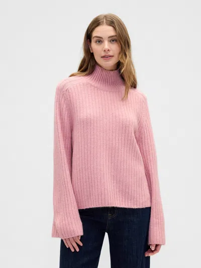 Gap Factory Relaxed Ribbed Mockneck Sweater In Pink