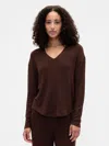 Gap Factory Relaxed Ribbed Pj Top In Brown
