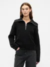 Gap Factory Relaxed Ribbed Quarter-zip Sweater In Black