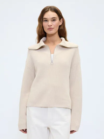 Gap Factory Relaxed Ribbed Quarter-zip Sweater In Neutral
