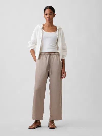 Gap Factory Relaxed Satin Straight-leg Crop Pants In Neutral