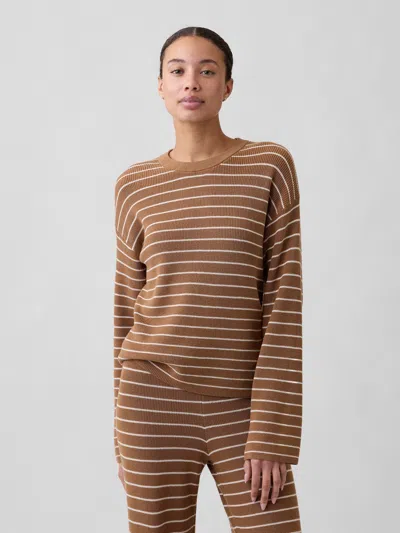 Gap Factory Relaxed Shaker-stitch Crewneck Sweater In Brown