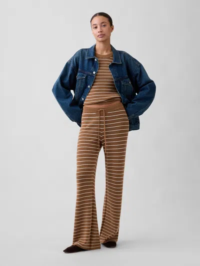 Gap Factory Relaxed Shaker-stitch Sweater Pants In Brown