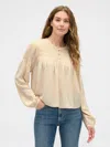 Gap Factory Relaxed Smocked Balloon-sleeve Top In Multi