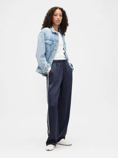 Gap Factory Relaxed Straight-leg Stripe Satin Pants In Blue