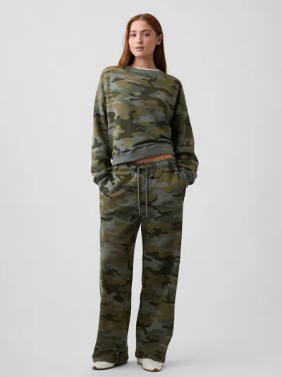 Gap Factory Relaxed Straight-leg Sweatpants In Olive Camo
