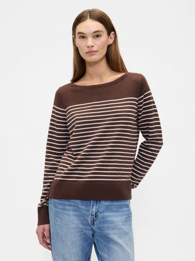 Gap Factory Relaxed Stripe Boatneck Sweater In Brown