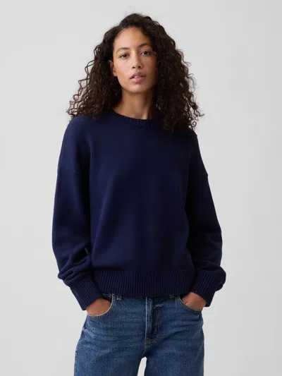 Gap Factory Relaxed Stripe Crewneck Sweater In Deep True Navy Blue
